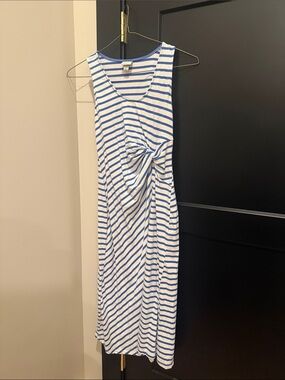 a new day White & Blue Striped Knot-Front Maxi Dress